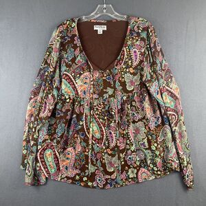North Style Babydoll Top Womens Size 20W Floral Paisley Boho Hippie
